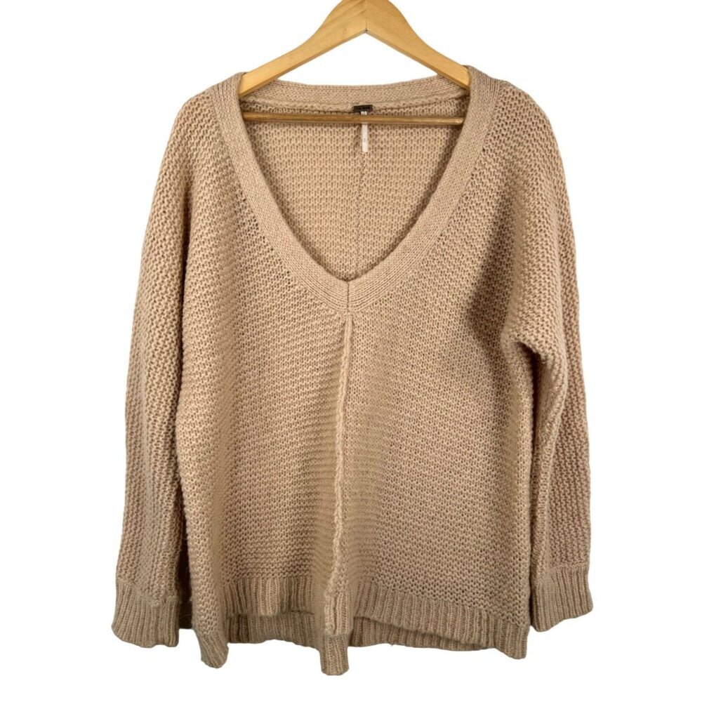 Free People Chunky Knit Wool Alpaca blend oversized‎ sweater sz S